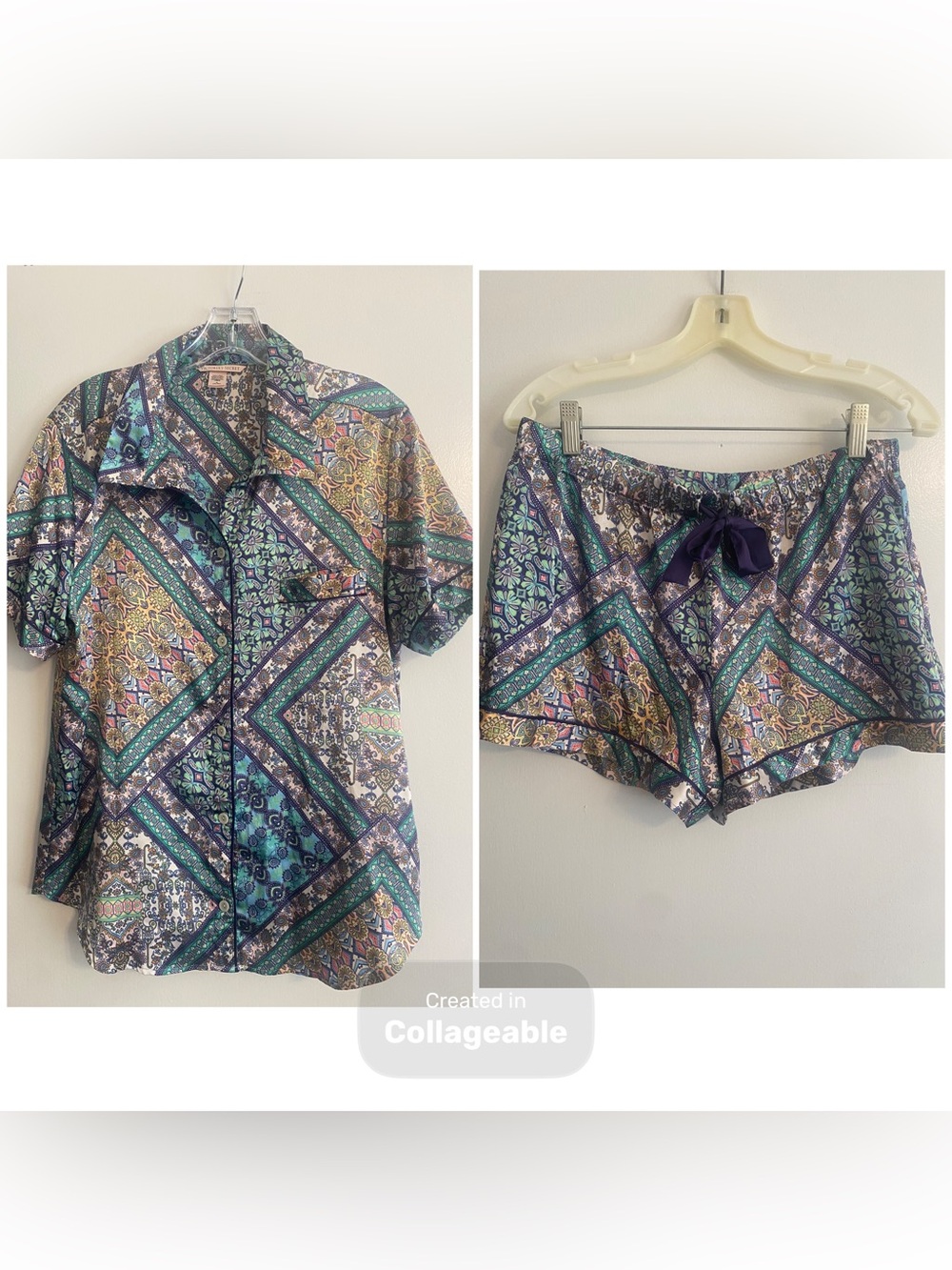 Victoria’s Secret Button Down Satin Pajama Set- Size M